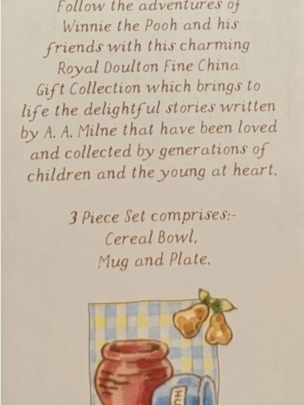 Royal Doulton Vintage Classic Disney Winnie the Pooh 3-Piece Boxed Gift Set